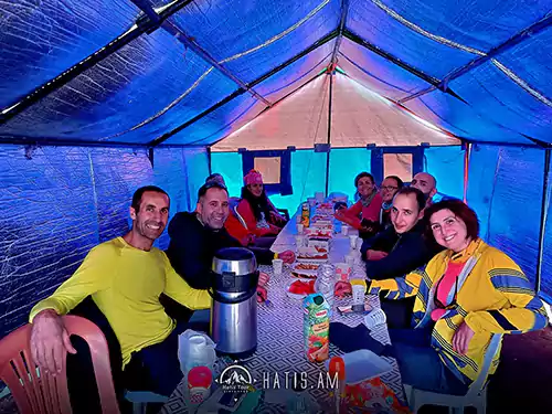 Lunch at the first camp of Ararat 3200 meters